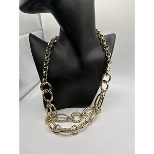 Chicos Double Strand Chunky Gold Chain Necklace Statement